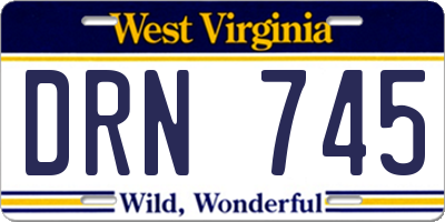 WV license plate DRN745