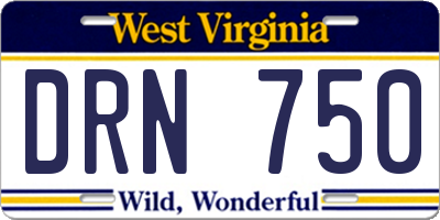 WV license plate DRN750