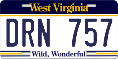WV license plate DRN757
