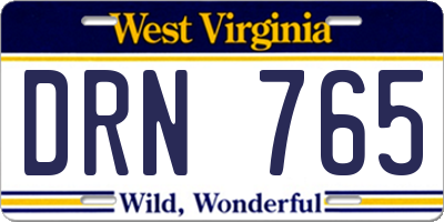 WV license plate DRN765