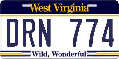 WV license plate DRN774