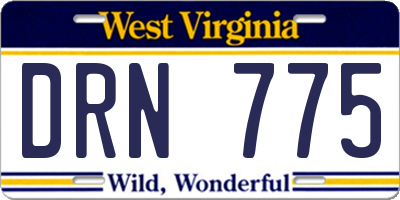 WV license plate DRN775