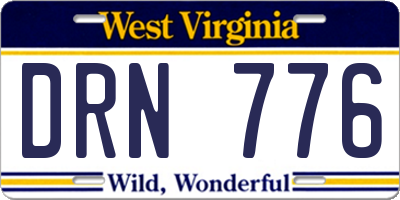 WV license plate DRN776