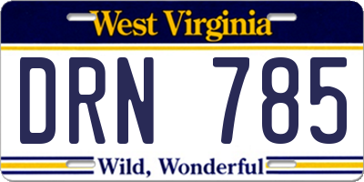 WV license plate DRN785