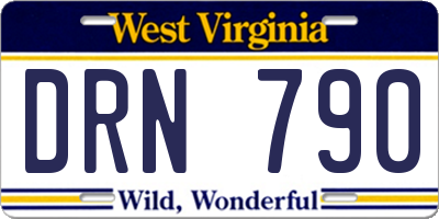 WV license plate DRN790
