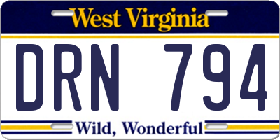 WV license plate DRN794