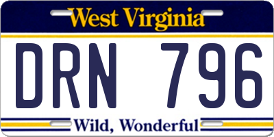WV license plate DRN796
