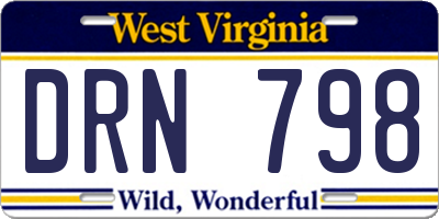 WV license plate DRN798