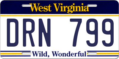 WV license plate DRN799