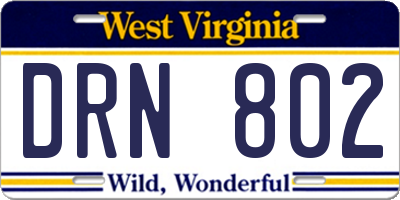 WV license plate DRN802