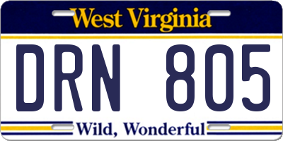 WV license plate DRN805