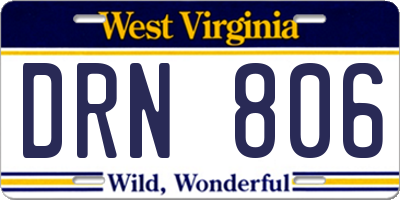 WV license plate DRN806