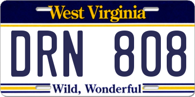 WV license plate DRN808