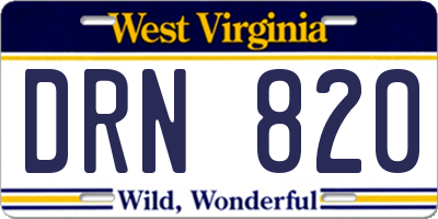 WV license plate DRN820