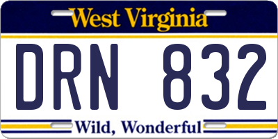 WV license plate DRN832