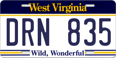 WV license plate DRN835