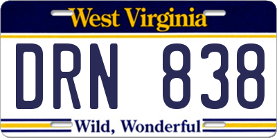 WV license plate DRN838