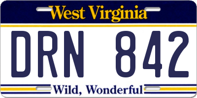 WV license plate DRN842