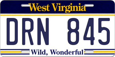 WV license plate DRN845