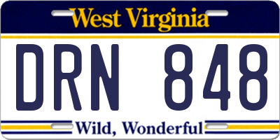 WV license plate DRN848