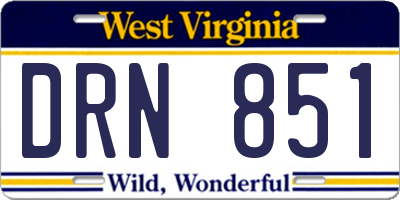 WV license plate DRN851