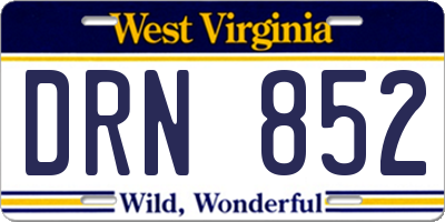 WV license plate DRN852