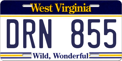 WV license plate DRN855