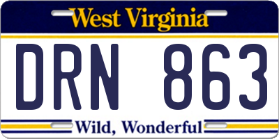 WV license plate DRN863