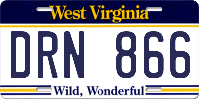 WV license plate DRN866