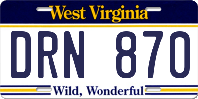 WV license plate DRN870