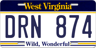 WV license plate DRN874