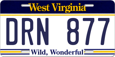 WV license plate DRN877