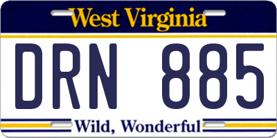 WV license plate DRN885
