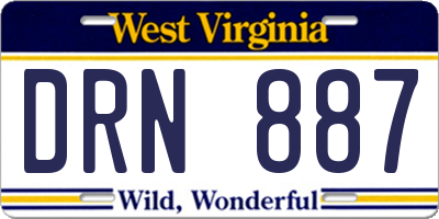 WV license plate DRN887