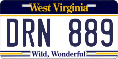 WV license plate DRN889