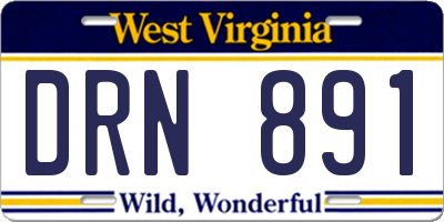 WV license plate DRN891