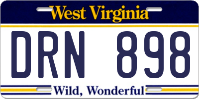 WV license plate DRN898