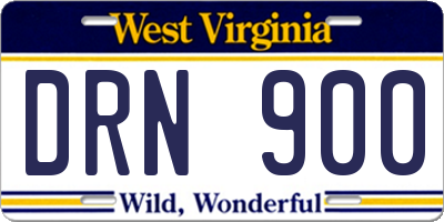 WV license plate DRN900
