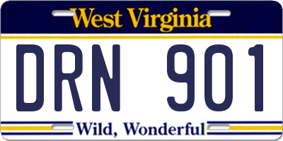 WV license plate DRN901