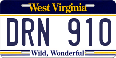 WV license plate DRN910