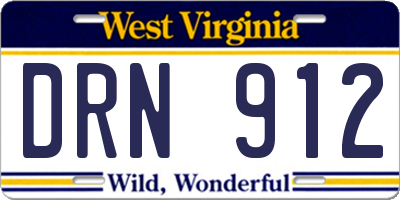 WV license plate DRN912