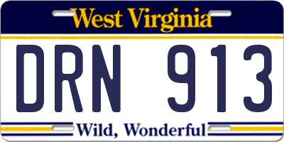 WV license plate DRN913