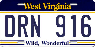 WV license plate DRN916
