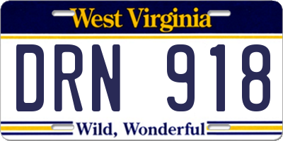 WV license plate DRN918