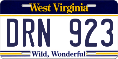 WV license plate DRN923
