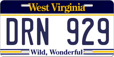 WV license plate DRN929