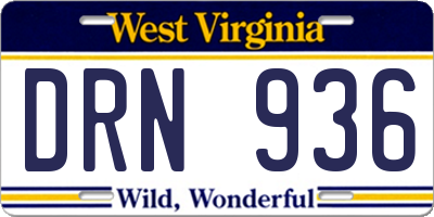 WV license plate DRN936