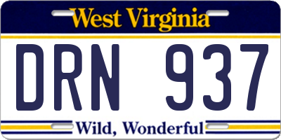 WV license plate DRN937