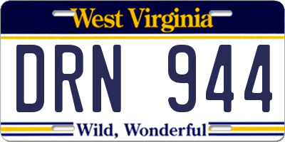 WV license plate DRN944