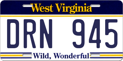 WV license plate DRN945